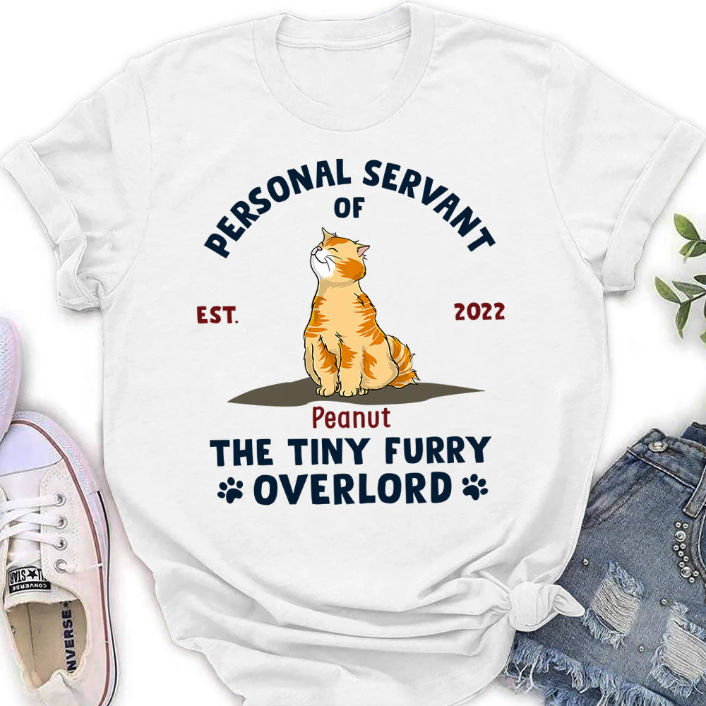 Personal Servant Of Cats - Personalized Custom Women's T-shirt - Image 2