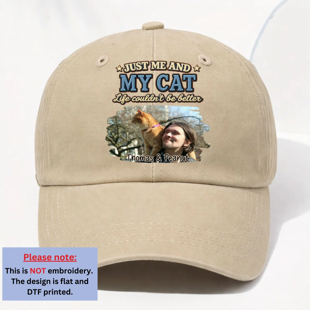 Could Not Be Better Cat Ver Photo - Personalized Custom Vintage Washed Denim Cap - Image 10