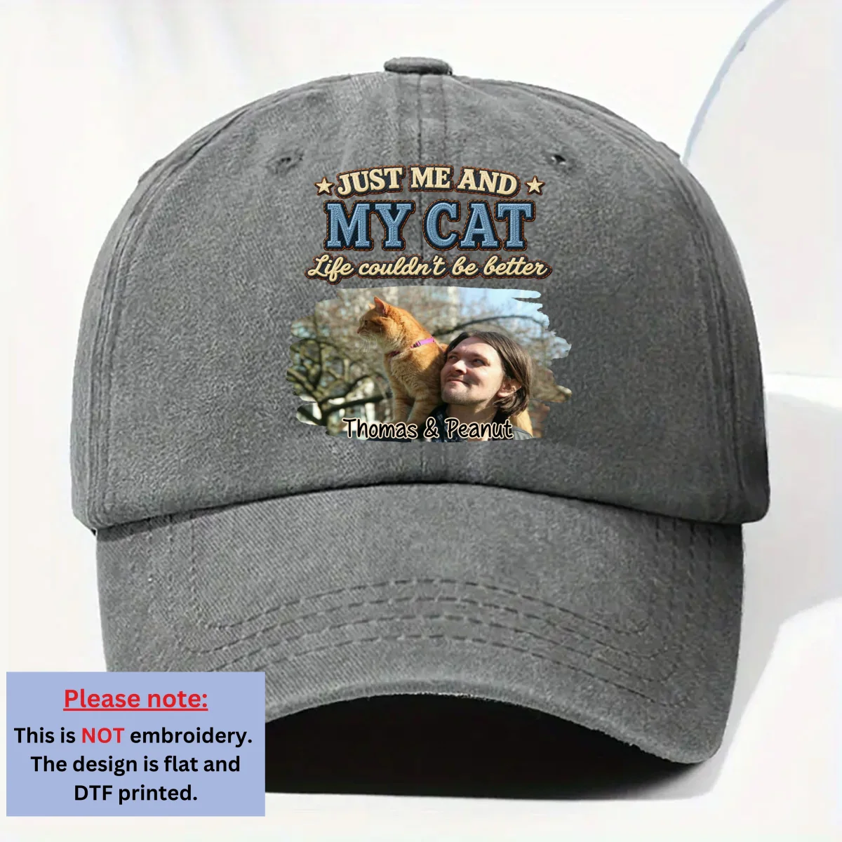 Could Not Be Better Cat Ver Photo - Personalized Custom Vintage Washed Denim Cap - Image 7