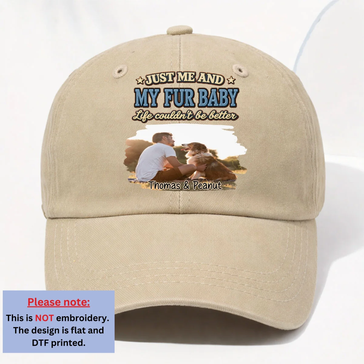 Could Not Be Better Fur Ver Photo - Personalized Custom Vintage Washed Denim Cap - Image 10