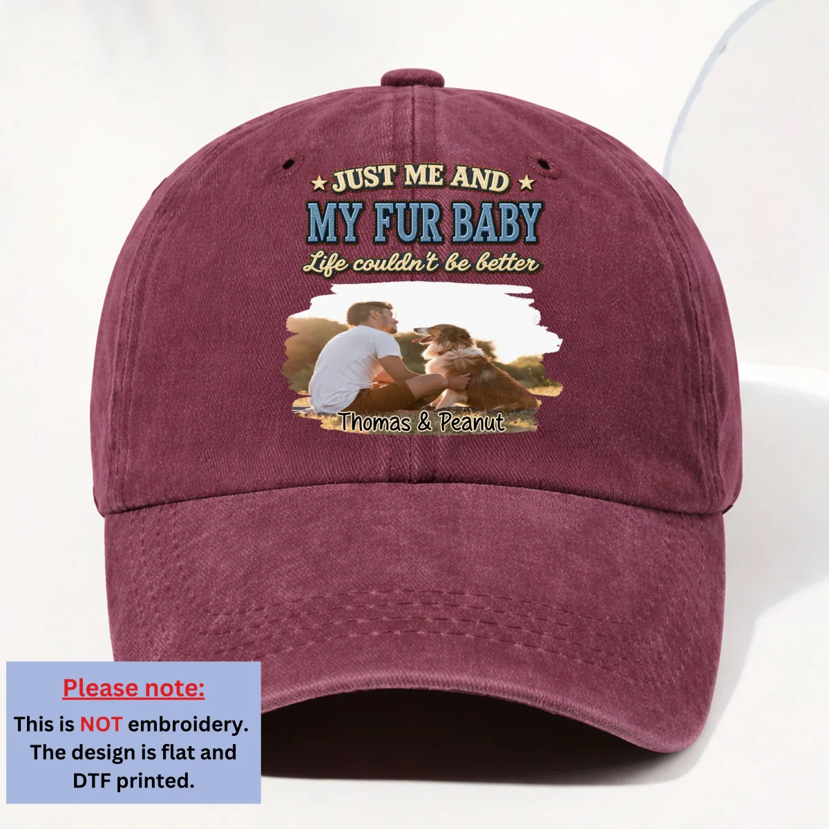 Could Not Be Better Fur Ver Photo - Personalized Custom Vintage Washed Denim Cap - Image 9