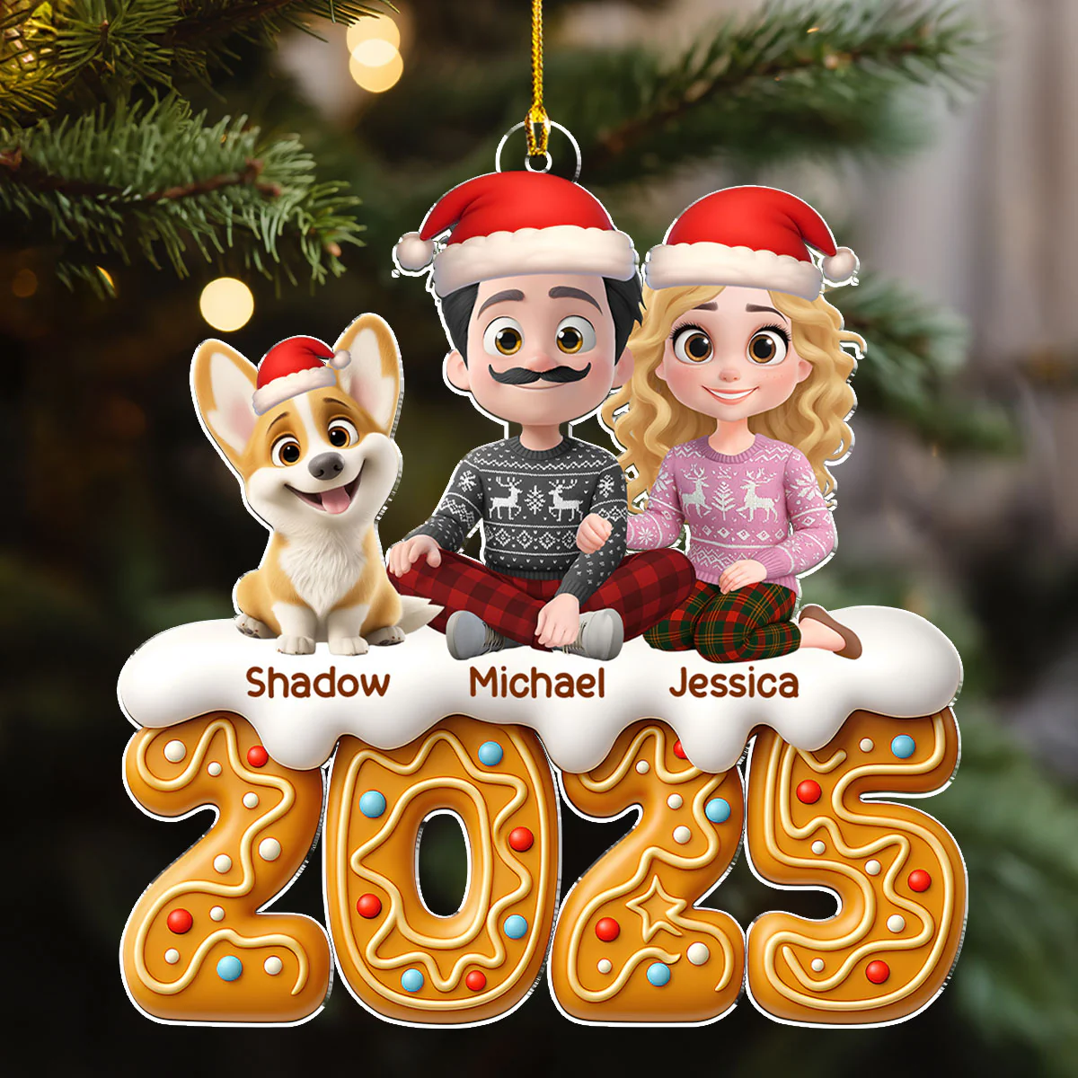 Couple And Dog Of The Year - Personalized Custom Acrylic Ornament - Image 4
