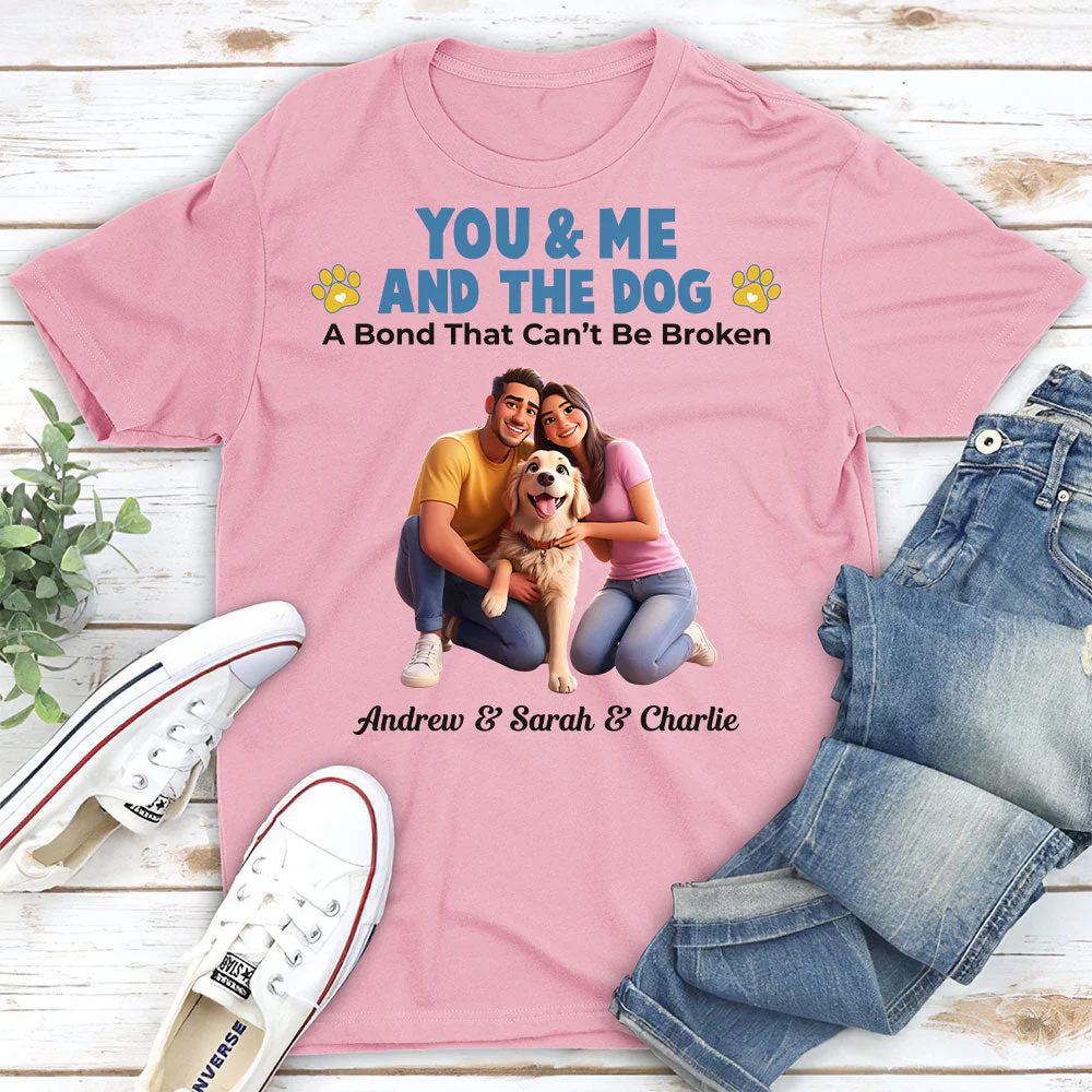 Couple And Pups Cartoon Style  - Personalized Custom Unisex T-shirt - Image 4