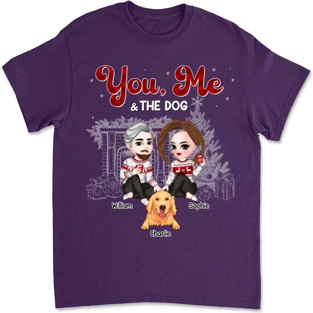 Couple And The Dogs Christmas - Personalized Custom Unisex T-shirt - Image 10