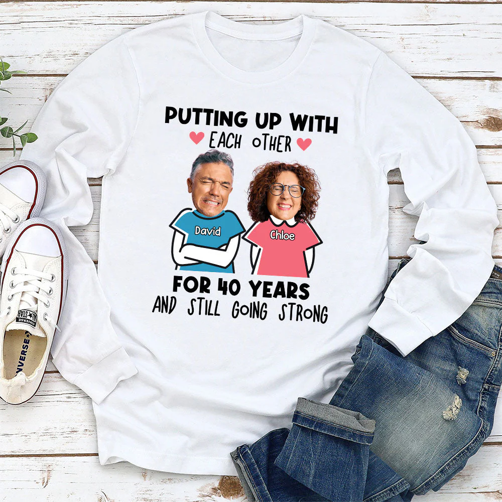 Couple Putting Up With - Personalized Custom Long Sleeve T-shirt - Image 2