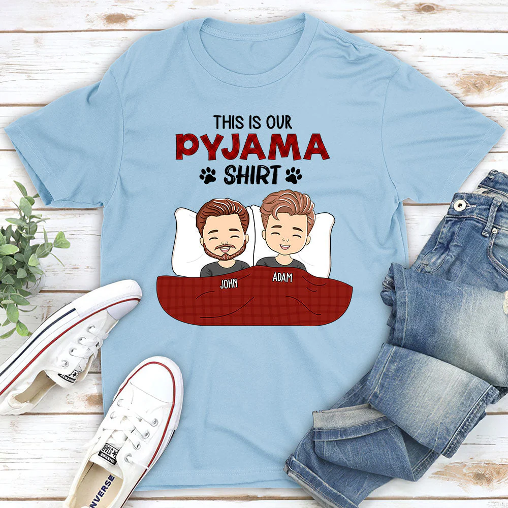 Couple Pyjama Shirt - Personalized Custom Unisex T-shirt - Image 2
