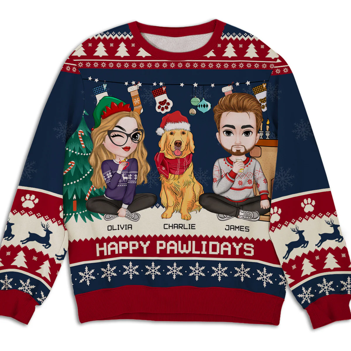 Couple Snowy Pawlidays - Personalized Custom All-Over-Print Sweatshirt