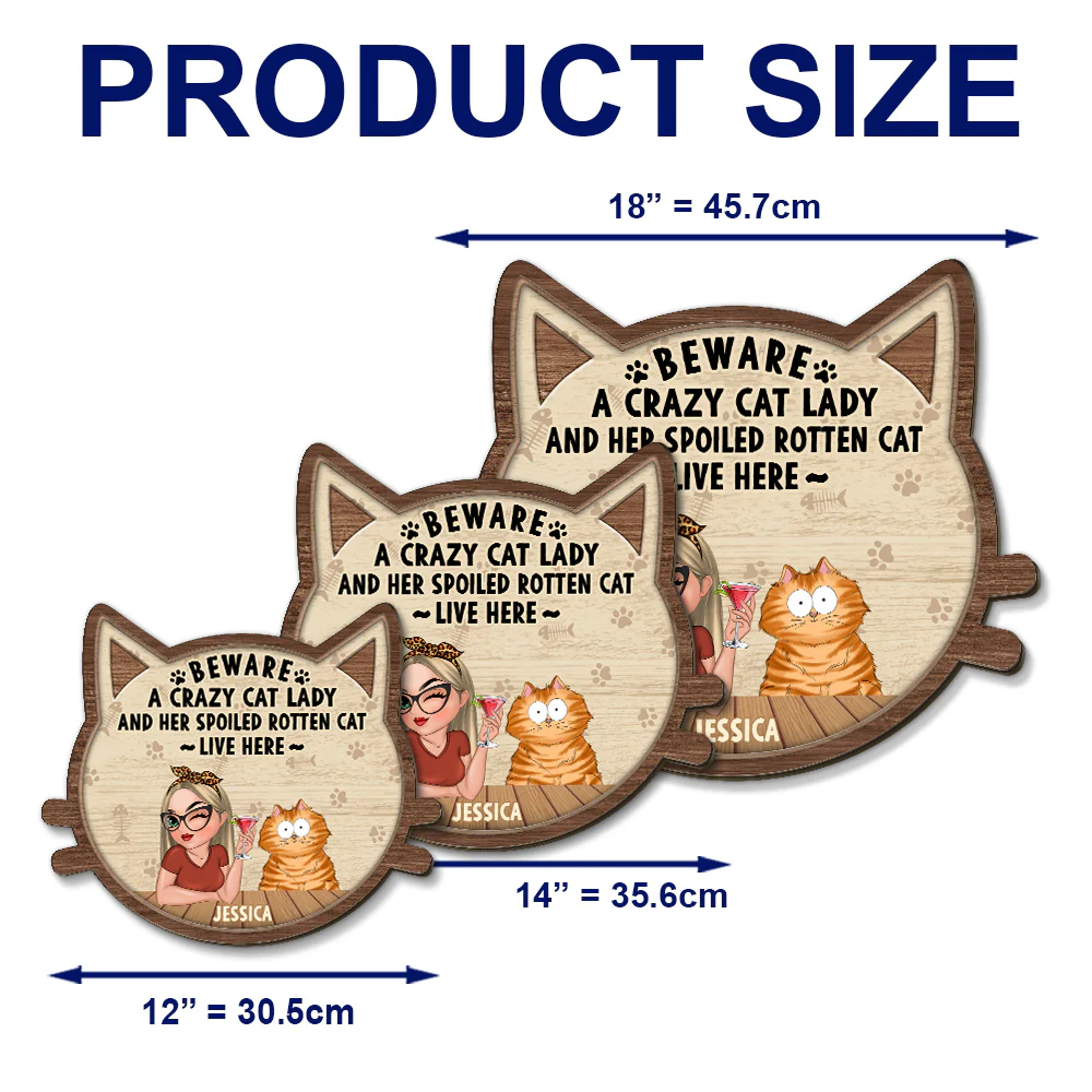 Crazy Cat & Cat Lady - Personalized Custom Wood Sign - Image 6