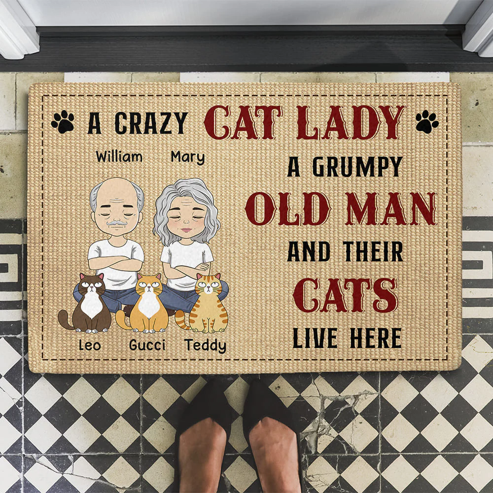 Crazy Cat Lady - Personalized Custom Doormat - Image 3