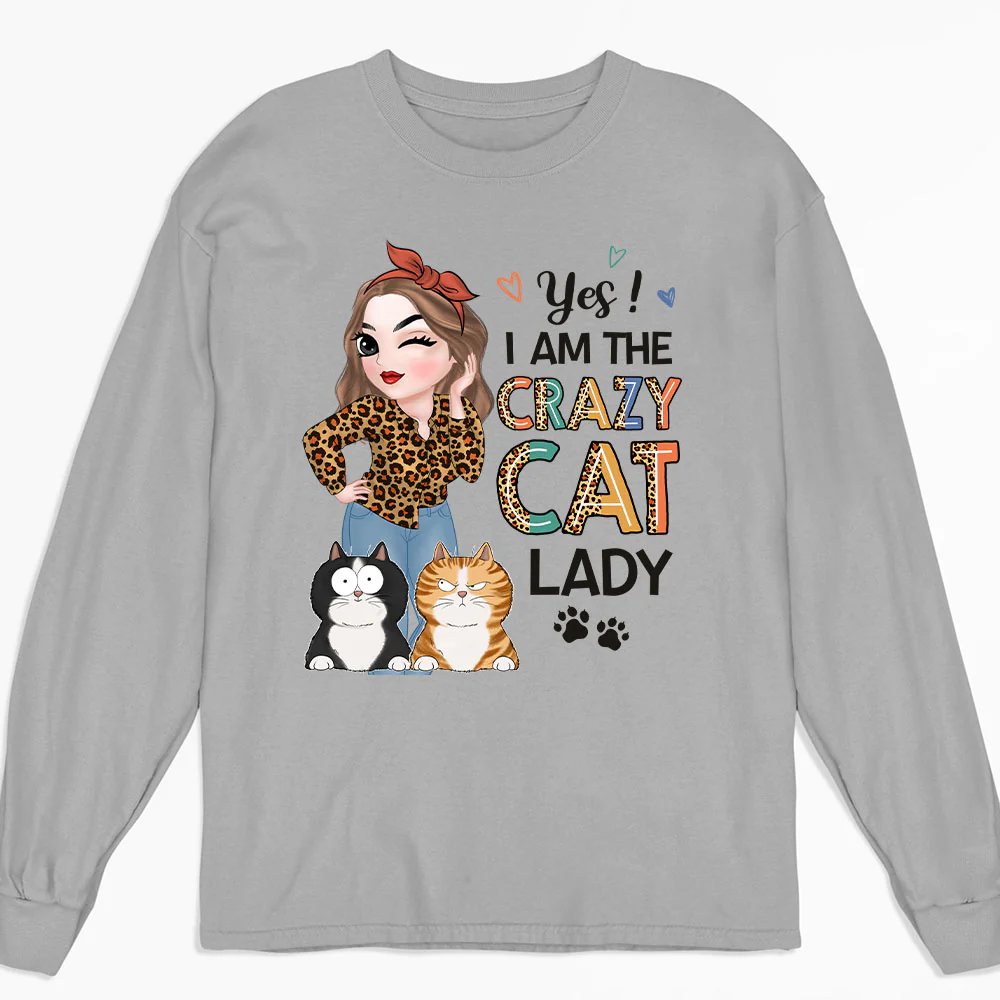 Crazy Cat Lady - Personalized Custom Long Sleeve T-shirt