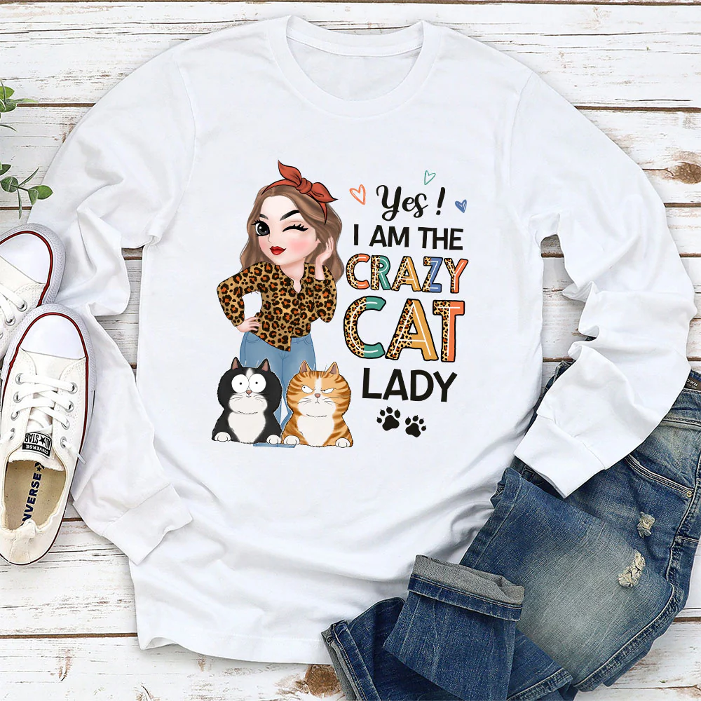 Crazy Cat Lady - Personalized Custom Long Sleeve T-shirt - Image 2