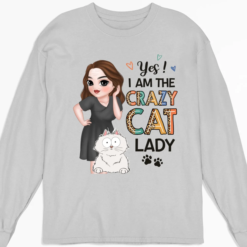 Crazy Cat Lady - Personalized Custom Long Sleeve T-shirt - Image 3