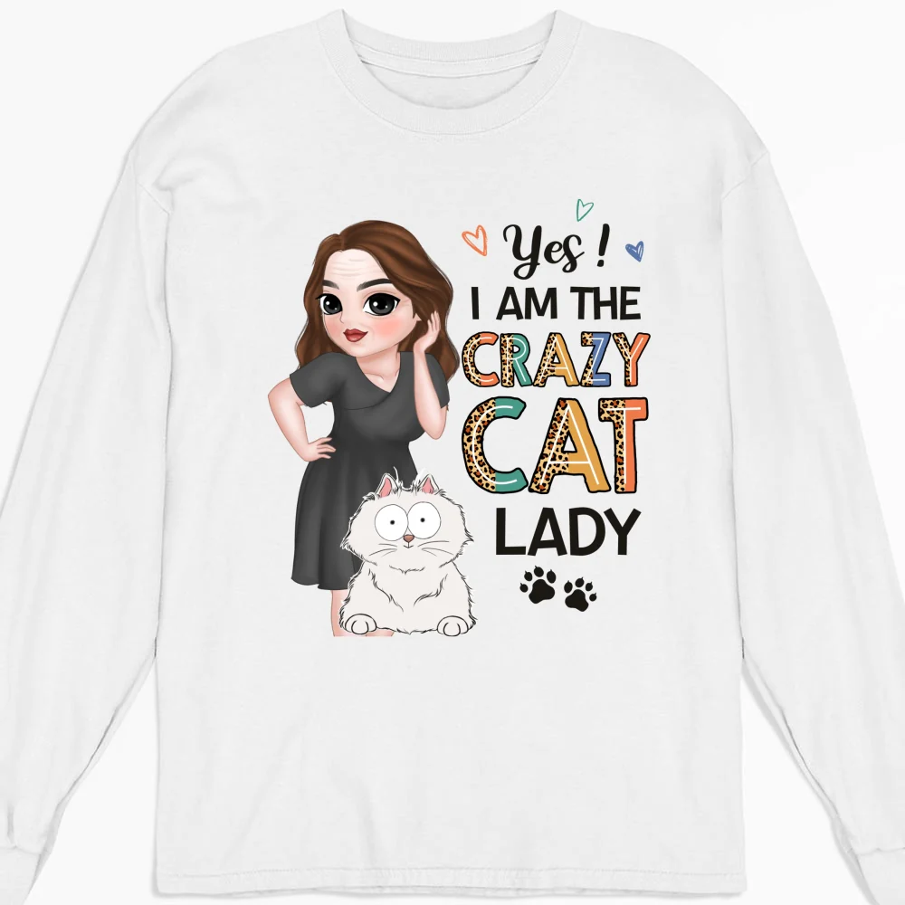 Crazy Cat Lady - Personalized Custom Long Sleeve T-shirt - Image 4