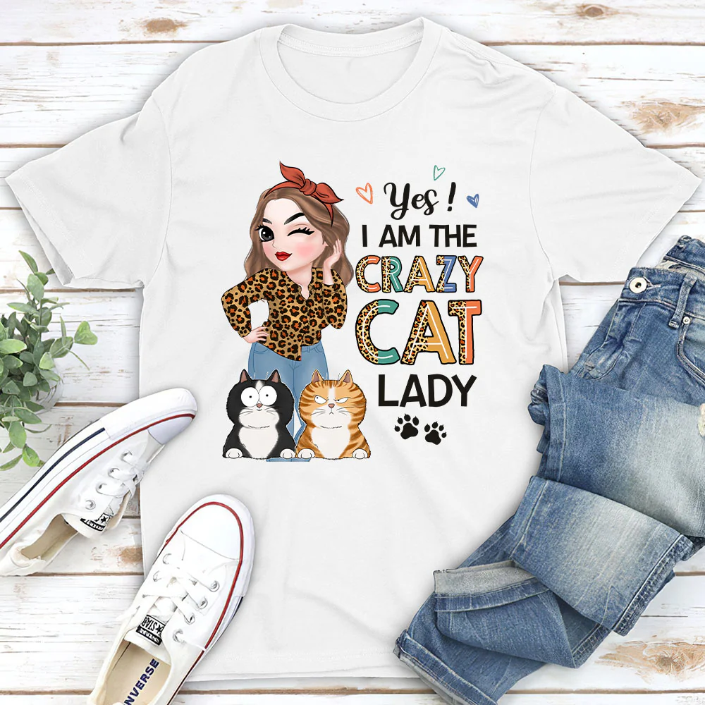 Crazy Cat Lady - Personalized Custom Unisex T-shirt - Image 3