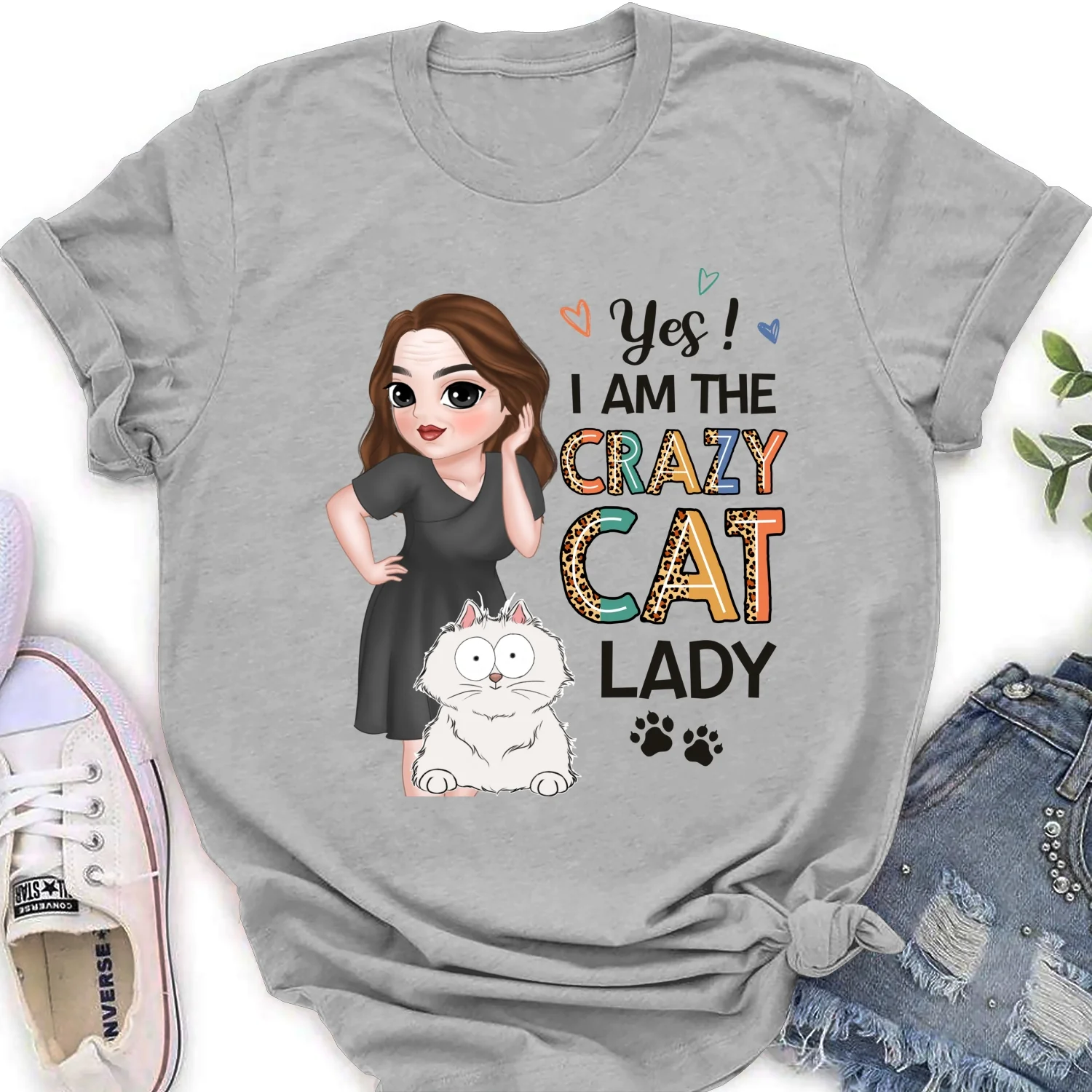 Crazy Cat Lady - Personalized Custom Women's T-shirt - Image 6