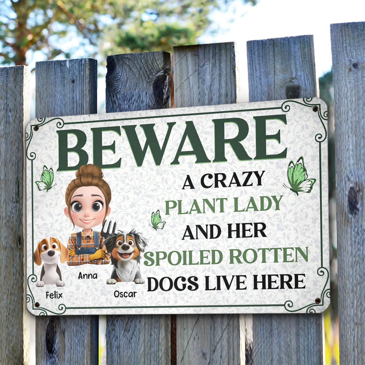 Crazy Plant Lady Cartoon - Personalized Custom Metal Sign - Image 5