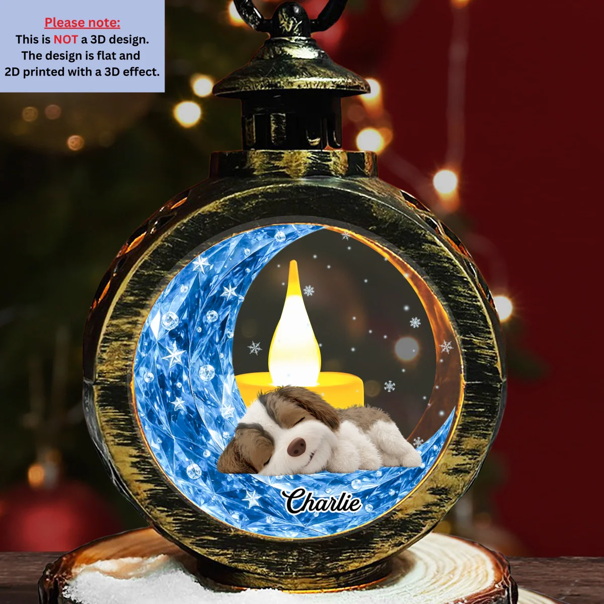 Crystal Moon And Dog - Personalized Custom 3D Effect Christmas Lantern - Image 7