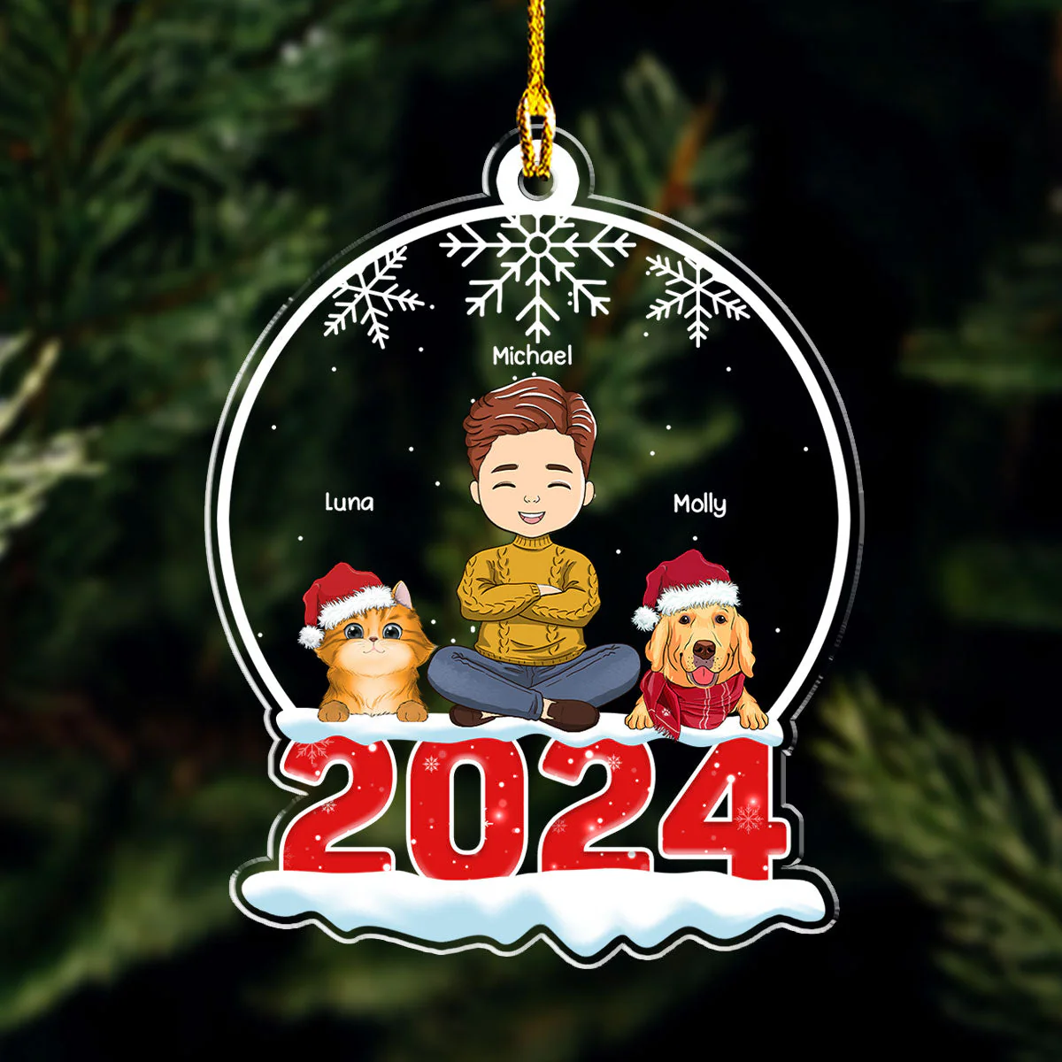 Crystal Snow Globe - Personalized Custom Acrylic Ornament - Image 2