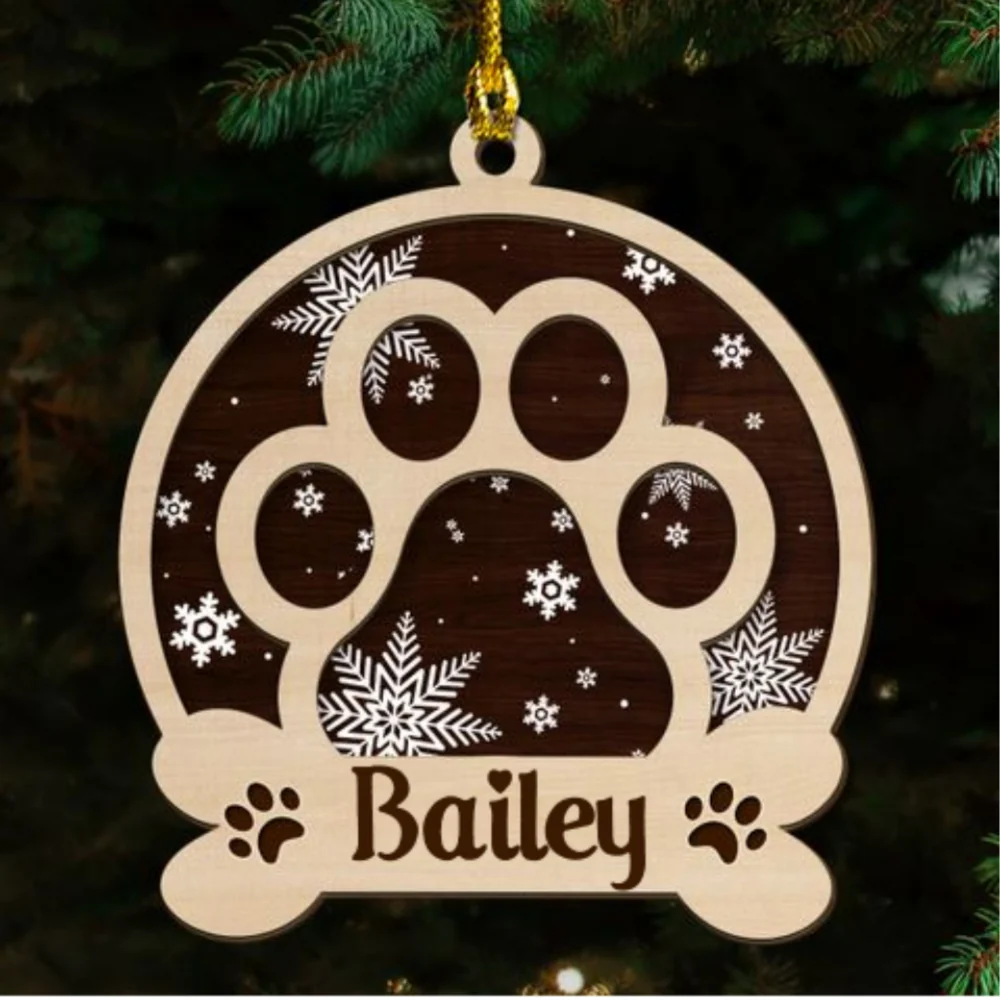 Custom Dog Name Christmas - Personalized Custom 2-layered Wood Ornament - Image 6