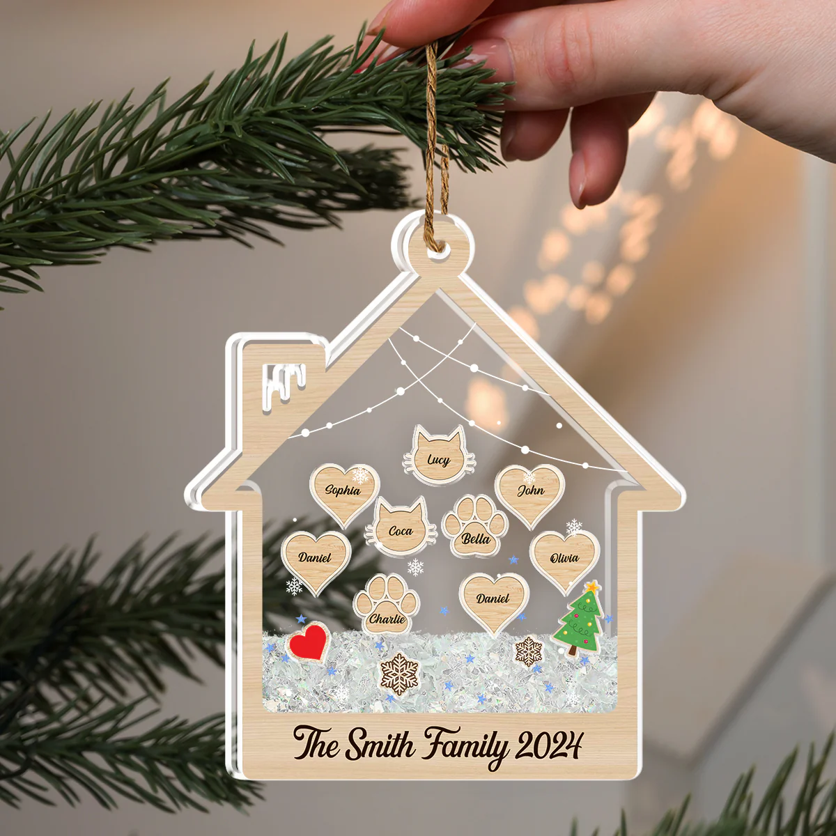 Custom Name Family - Personalized Custom Acrylic Shaker Ornament - Image 5