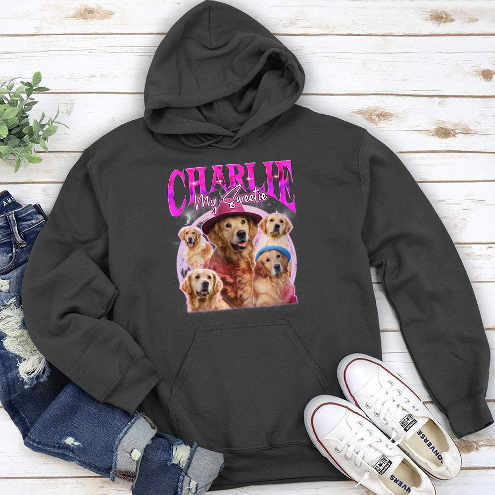 Custom Pet Face Vintage Version 5 - Personalized Custom Hoodie - Image 2