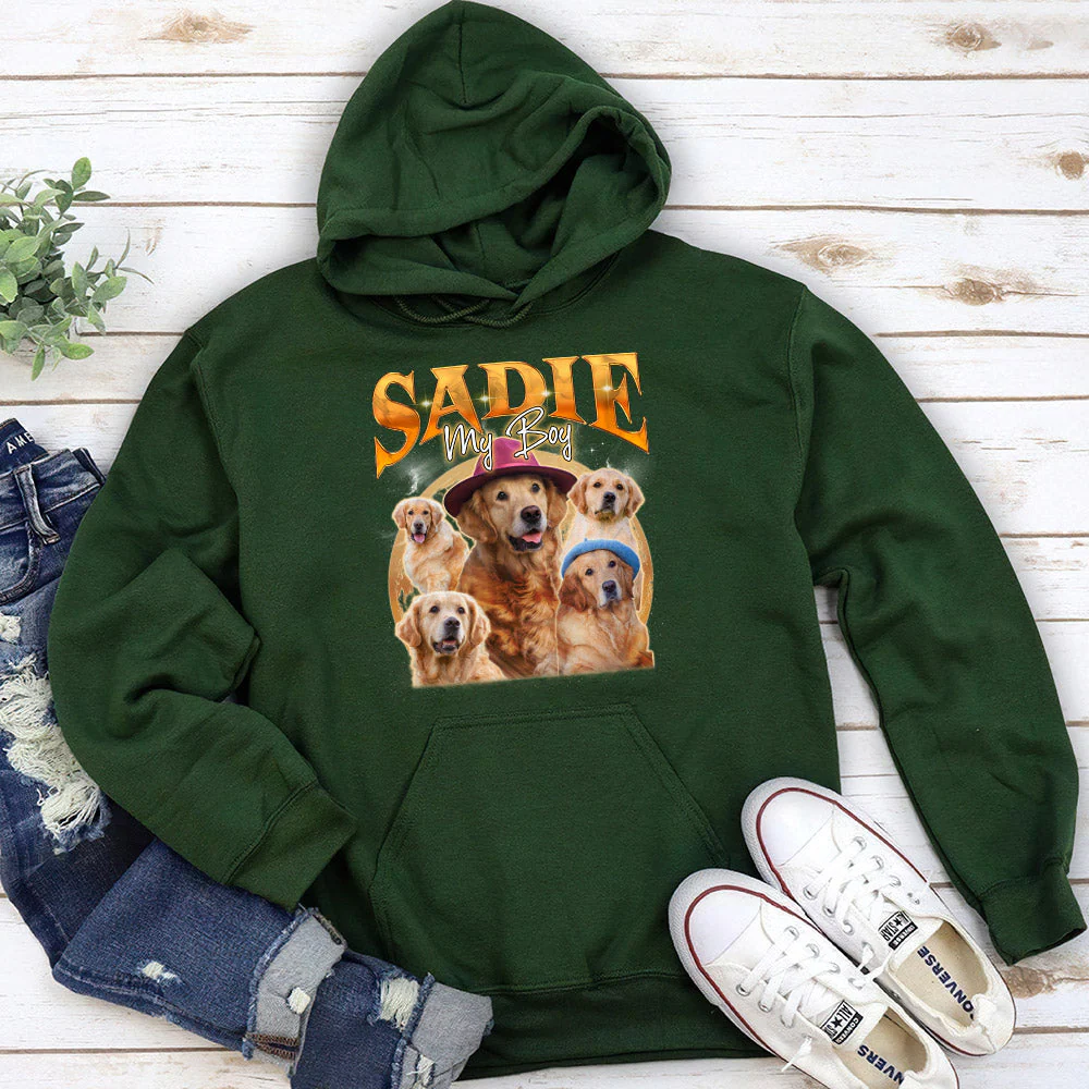 Custom Pet Face Vintage Version 5 - Personalized Custom Hoodie - Image 4