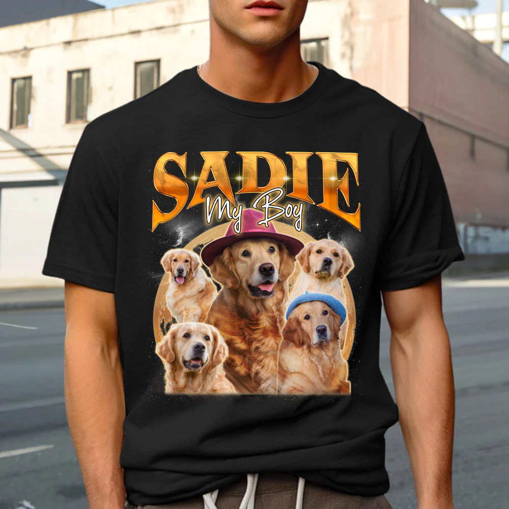 Custom Pet Face Vintage Version 5 - Personalized Custom Premium T-shirt - Image 3