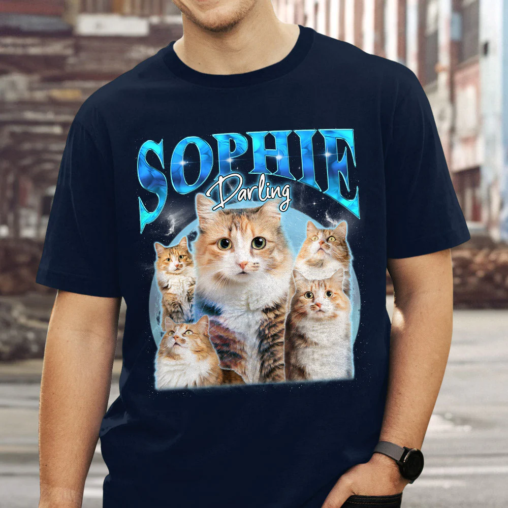 Custom Pet Face Vintage Version 5 - Personalized Custom Premium T-shirt - Image 4
