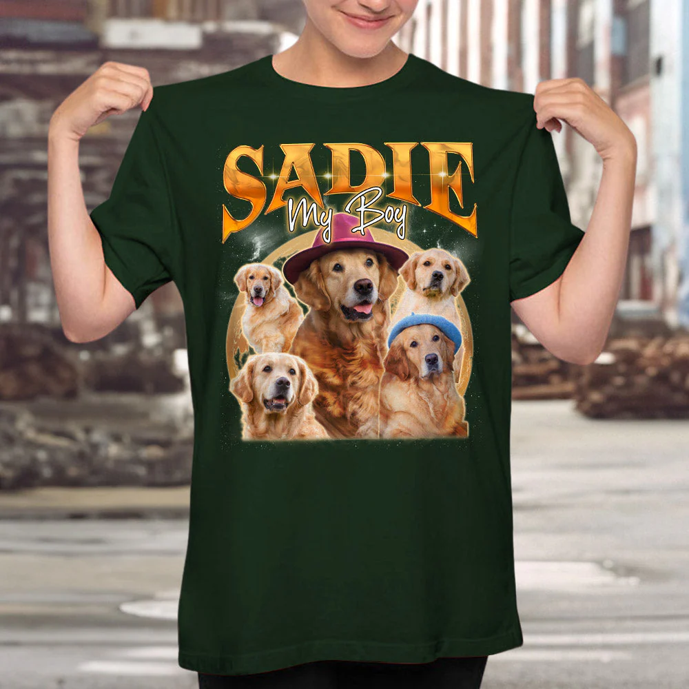 Custom Pet Face Vintage Version 5 - Personalized Custom Premium T-shirt - Image 5