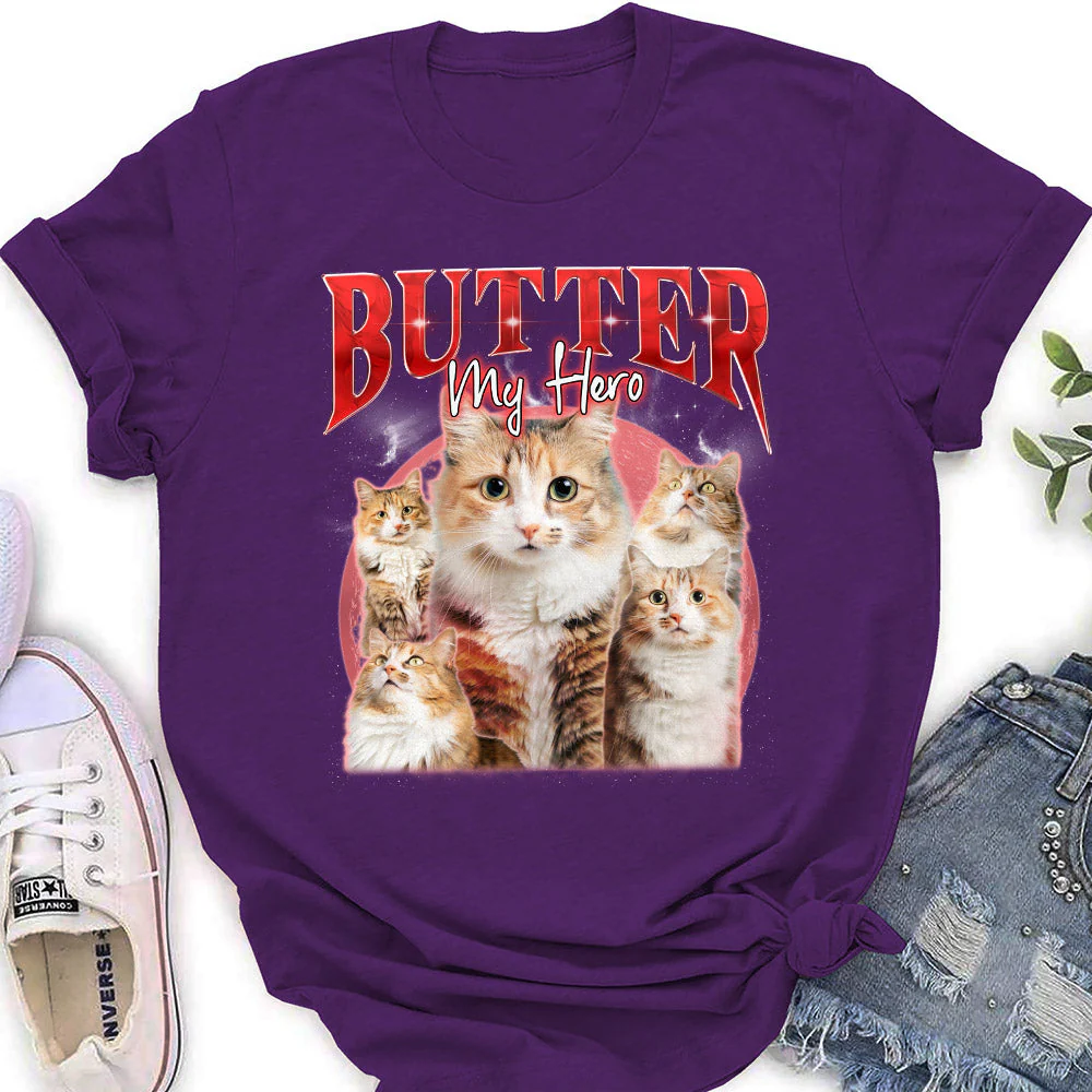 Custom Pet Face Vintage Version 5 - Personalized Custom Women's T-shirt - Image 4