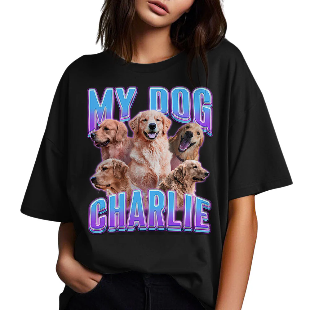 Custom Pet Face Vintage Version 7 - Personalized Custom Unisex T-shirt - Image 3
