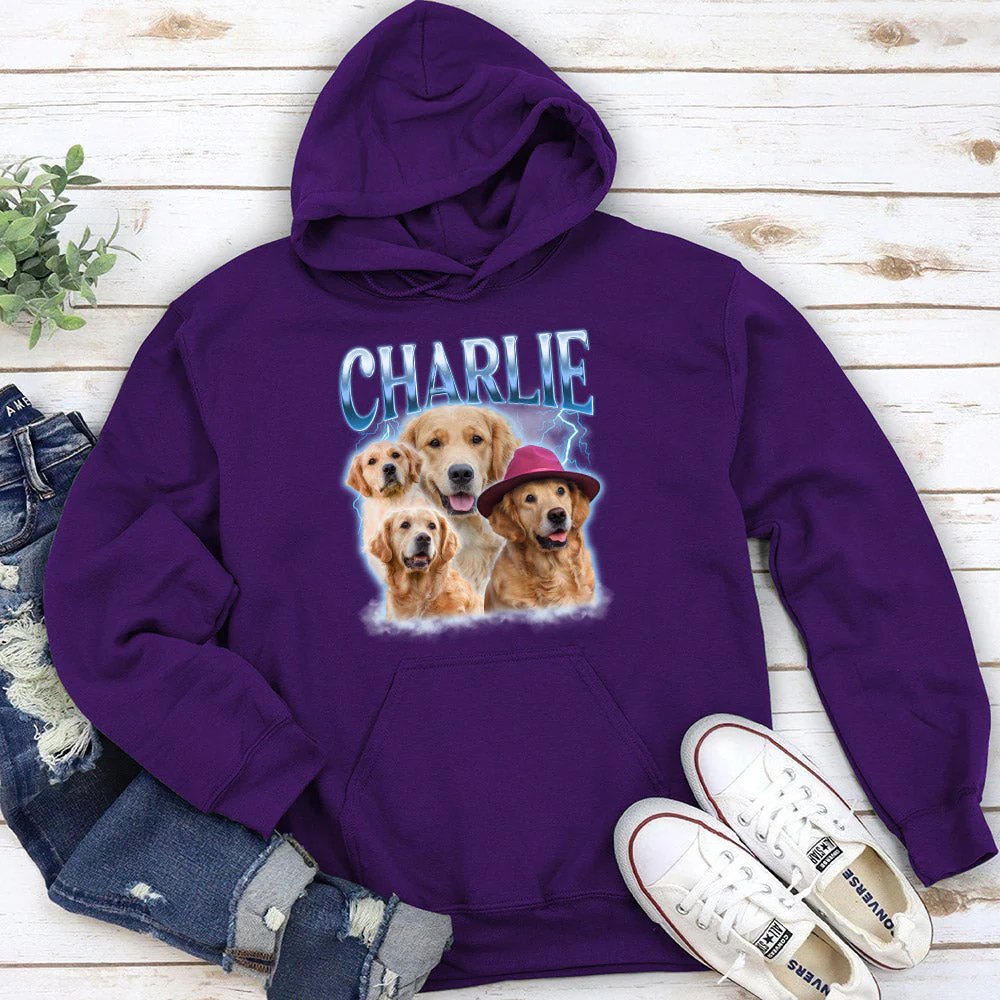 Custom Pet Face Vintage Version 8 - Personalized Custom Hoodie - Image 3