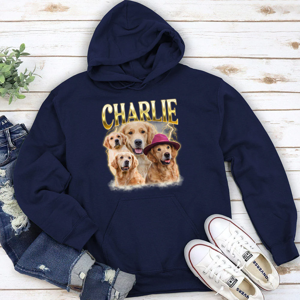 Custom Pet Face Vintage Version 8 - Personalized Custom Hoodie - Image 5