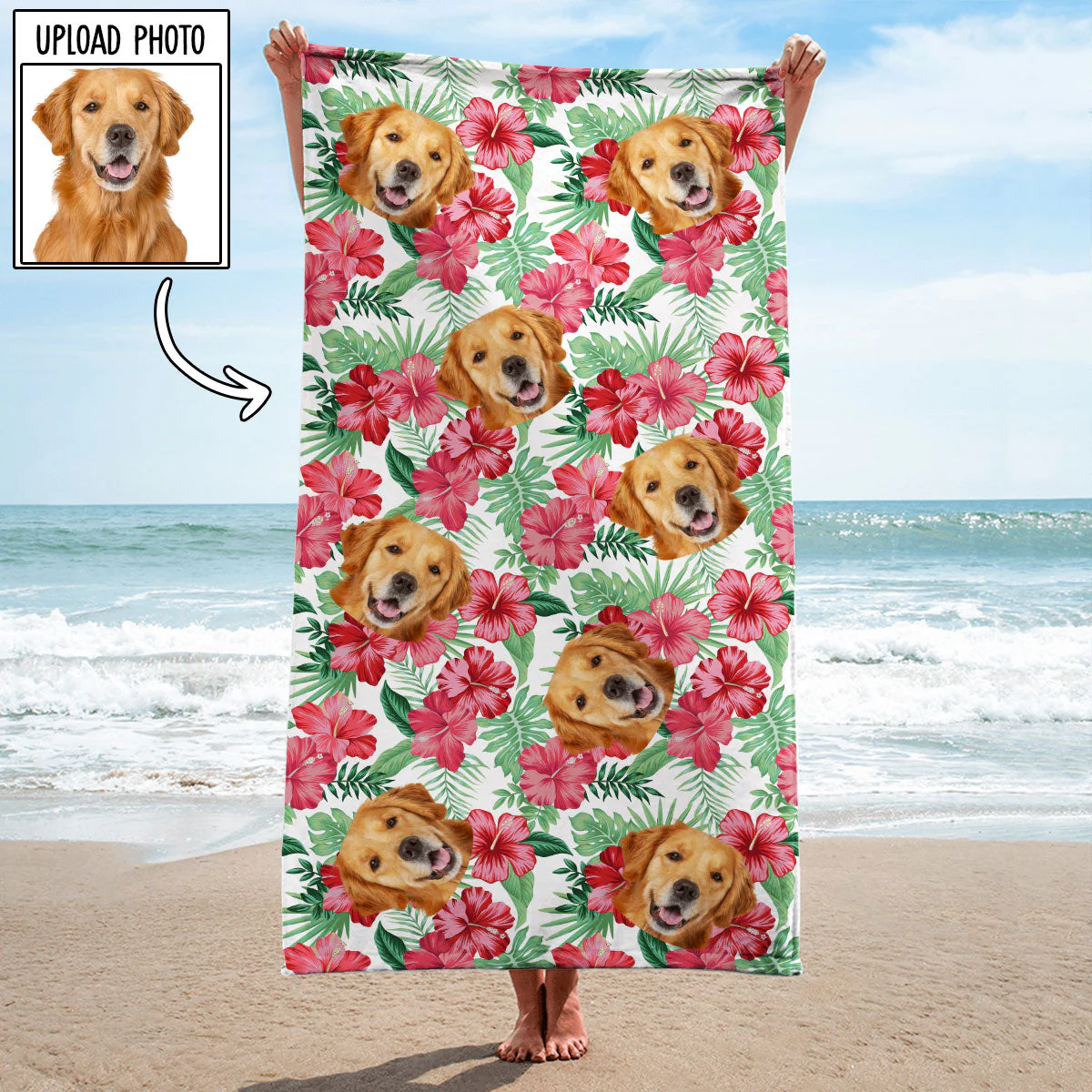 Custom Photo Dog Pattern - Personalized Custom Beach Towel