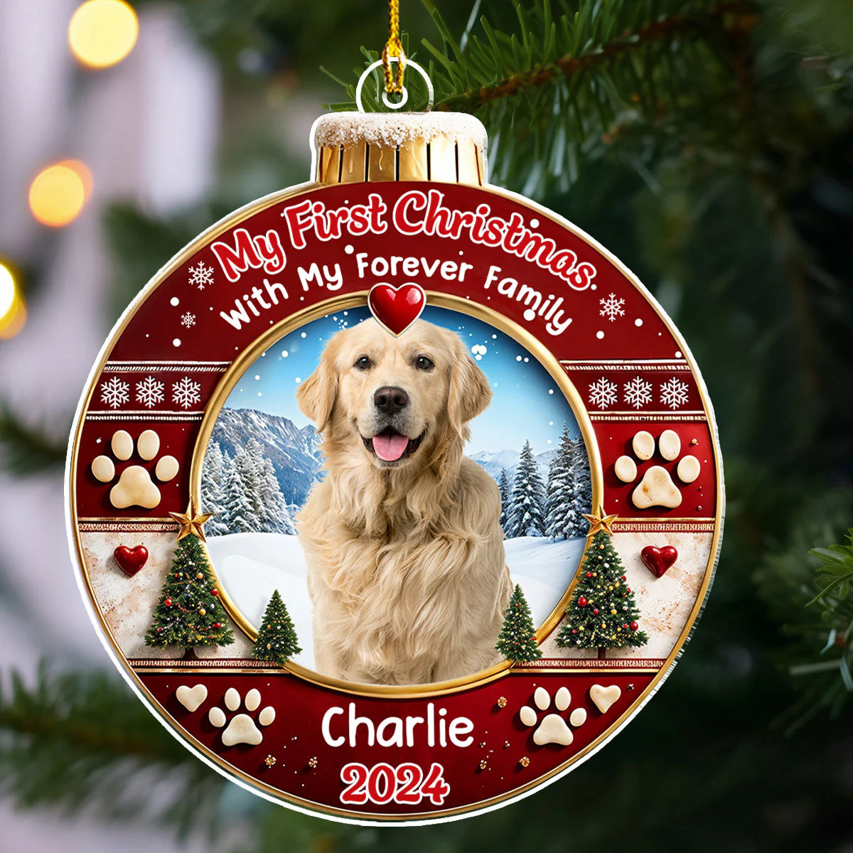 Custom Photo Fur Baby First Christmas - Personalized Custom Acrylic Ornament - Image 2