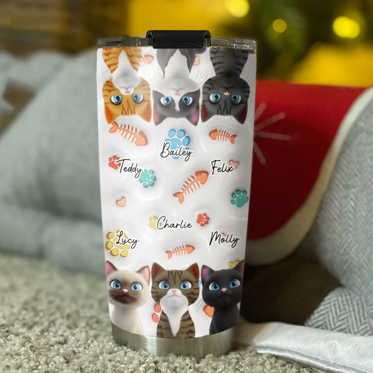 Cute Cat Baby - Personalized Custom 3D Inflated Effect Tumbler - Image 4