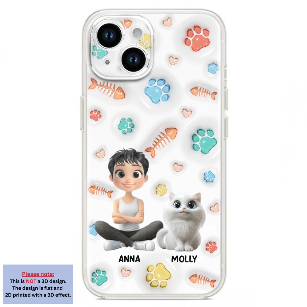 Cute Cat Mom Paw - Personalized Custom 3D Inflated Effect Phone Case - Image 16