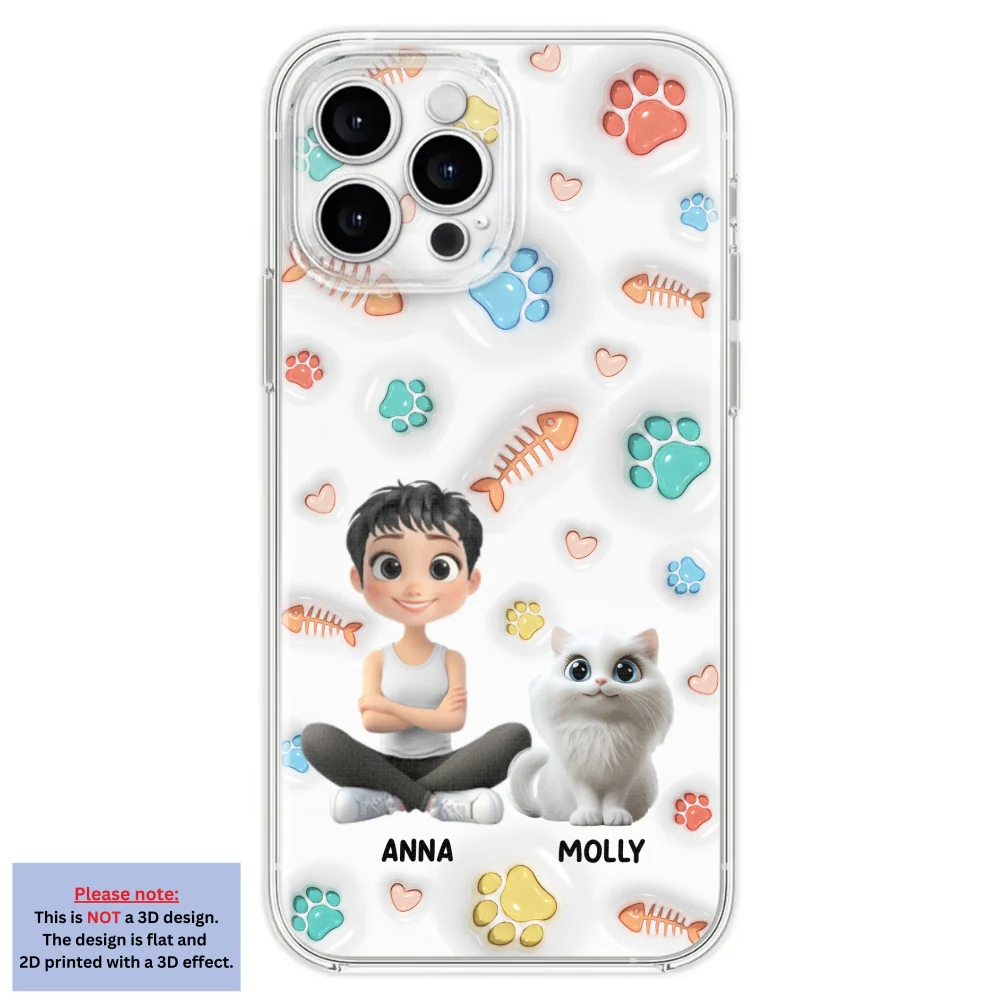 Cute Cat Mom Paw - Personalized Custom 3D Inflated Effect Phone Case - Image 25