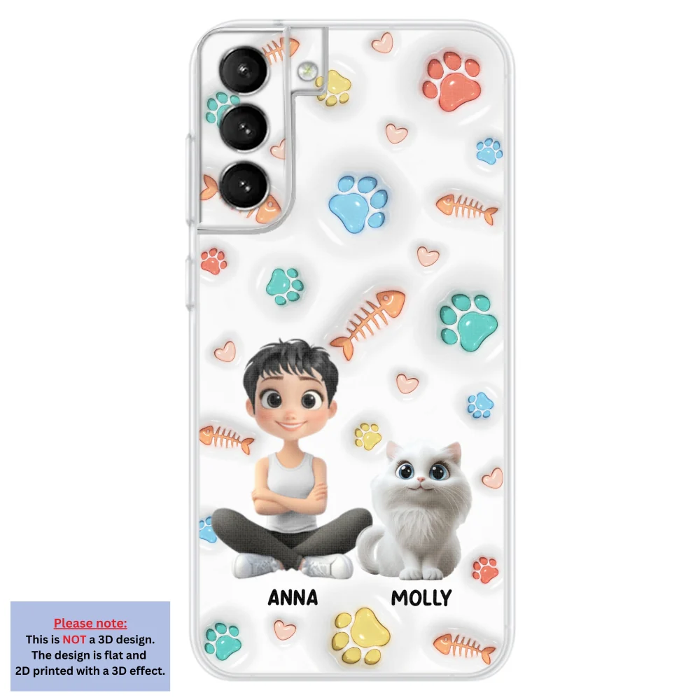 Cute Cat Mom Paw - Personalized Custom 3D Inflated Effect Phone Case - Image 27