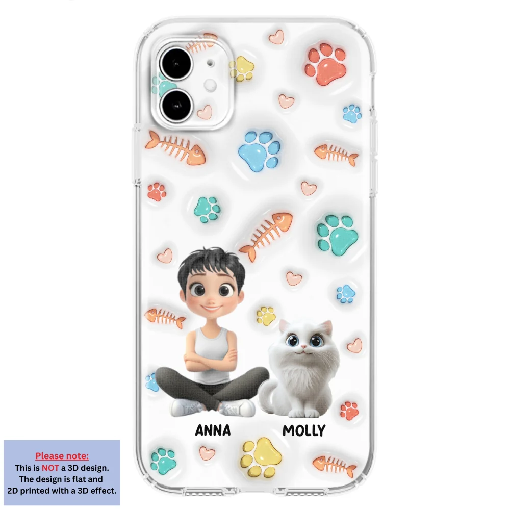 Cute Cat Mom Paw - Personalized Custom 3D Inflated Effect Phone Case - Image 6