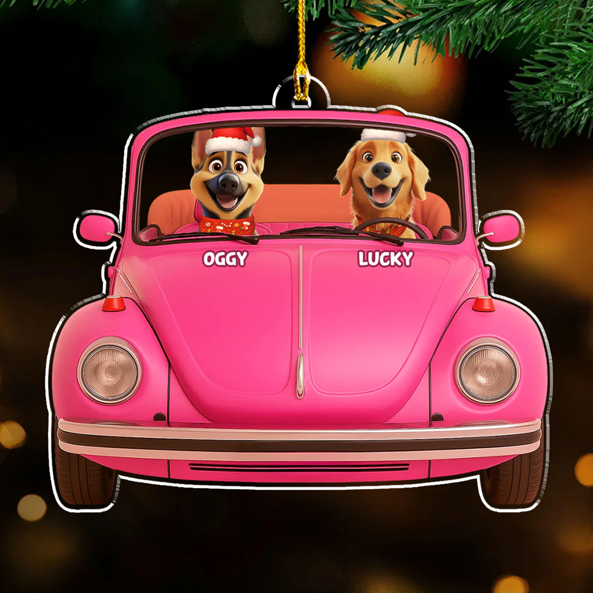 Cute Pet In Car - Personalized Custom Acrylic Ornament - Image 3