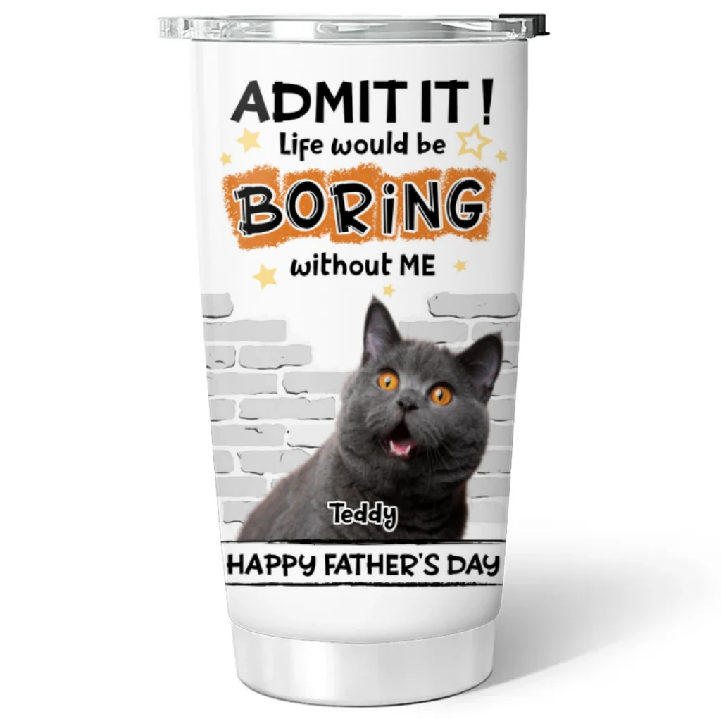 Dad Cannot Live Without Cat Photo - Personalized Custom Tumbler - Image 7