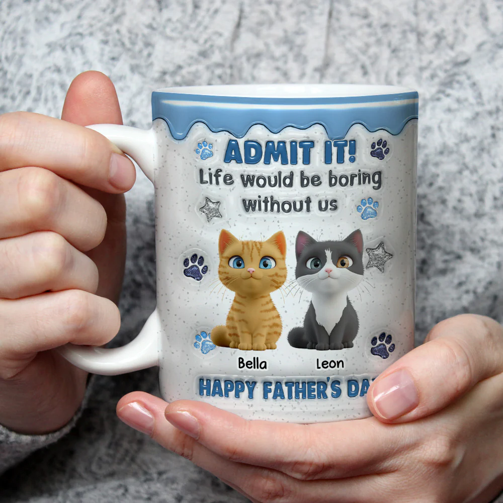 Dad Has No Choice Cat Version - Personalized Custom 3D Inflated Effect Coffee Mug - Image 3