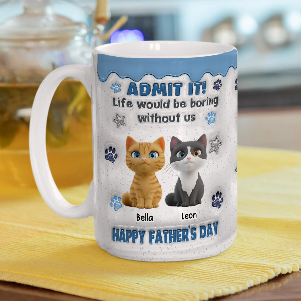 Dad Has No Choice Cat Version - Personalized Custom 3D Inflated Effect Coffee Mug - Image 4