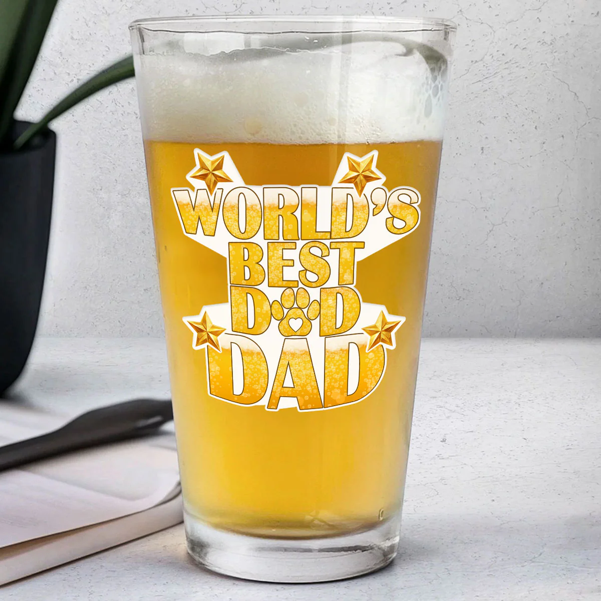 Dad Is The Best In The World - Personalized Custom Beer Glass - Image 2