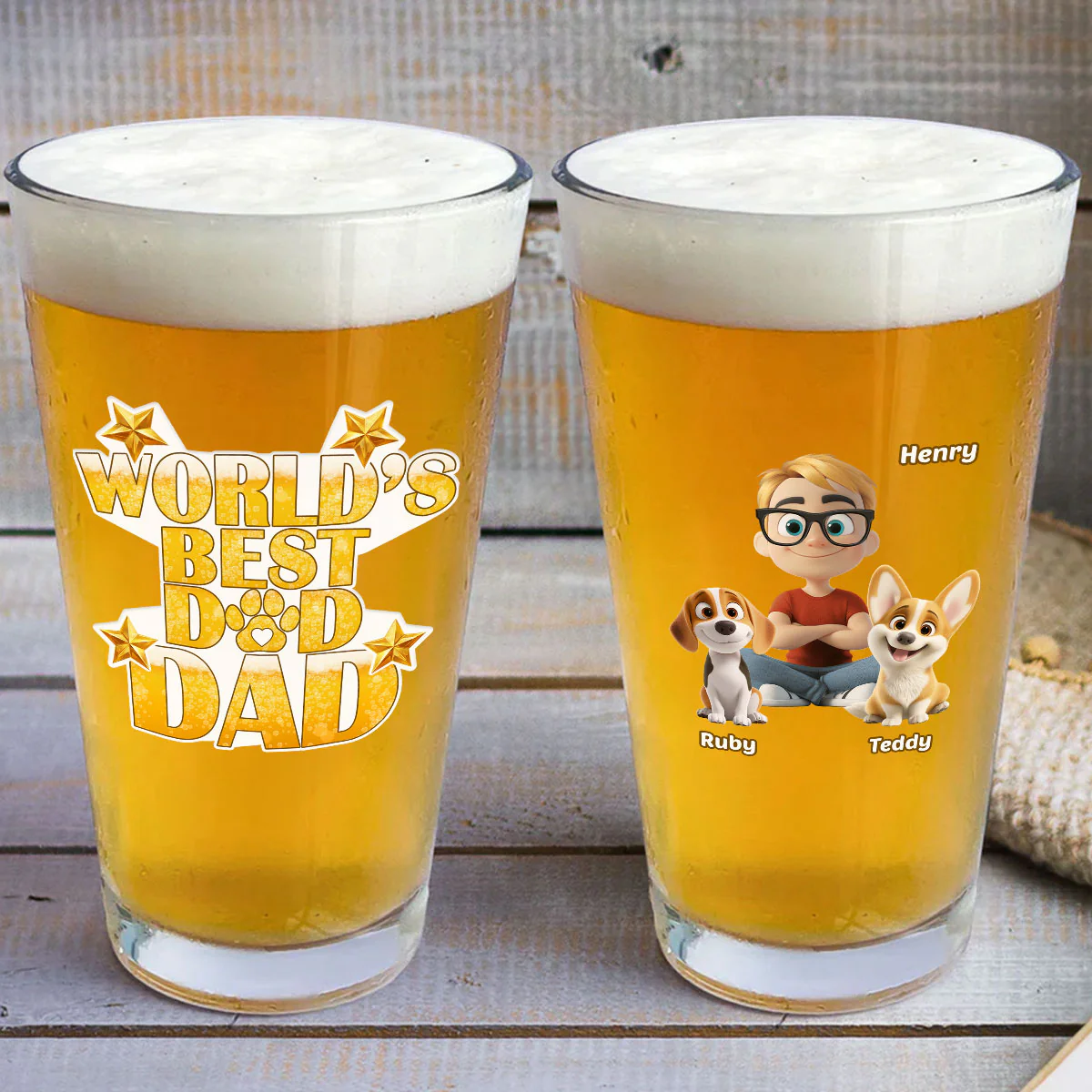 Dad Is The Best In The World - Personalized Custom Beer Glass - Image 3
