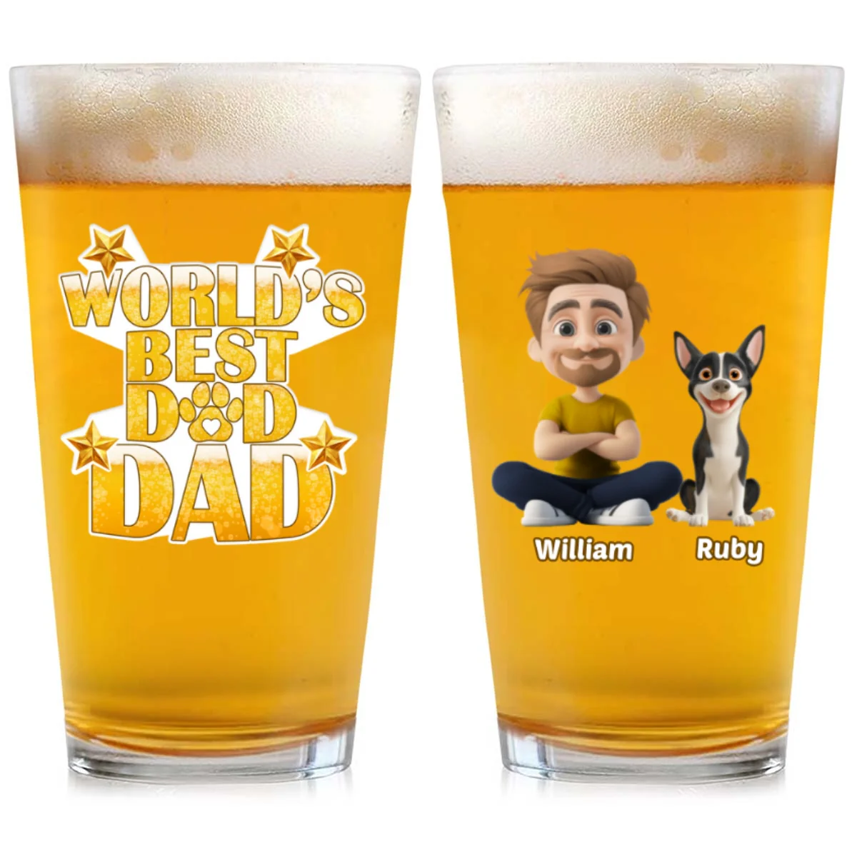 Dad Is The Best In The World - Personalized Custom Beer Glass - Image 7