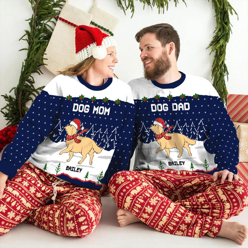 Dog Cat In Snow - Personalized Custom All-Over-Print Sweatshirt - Image 6