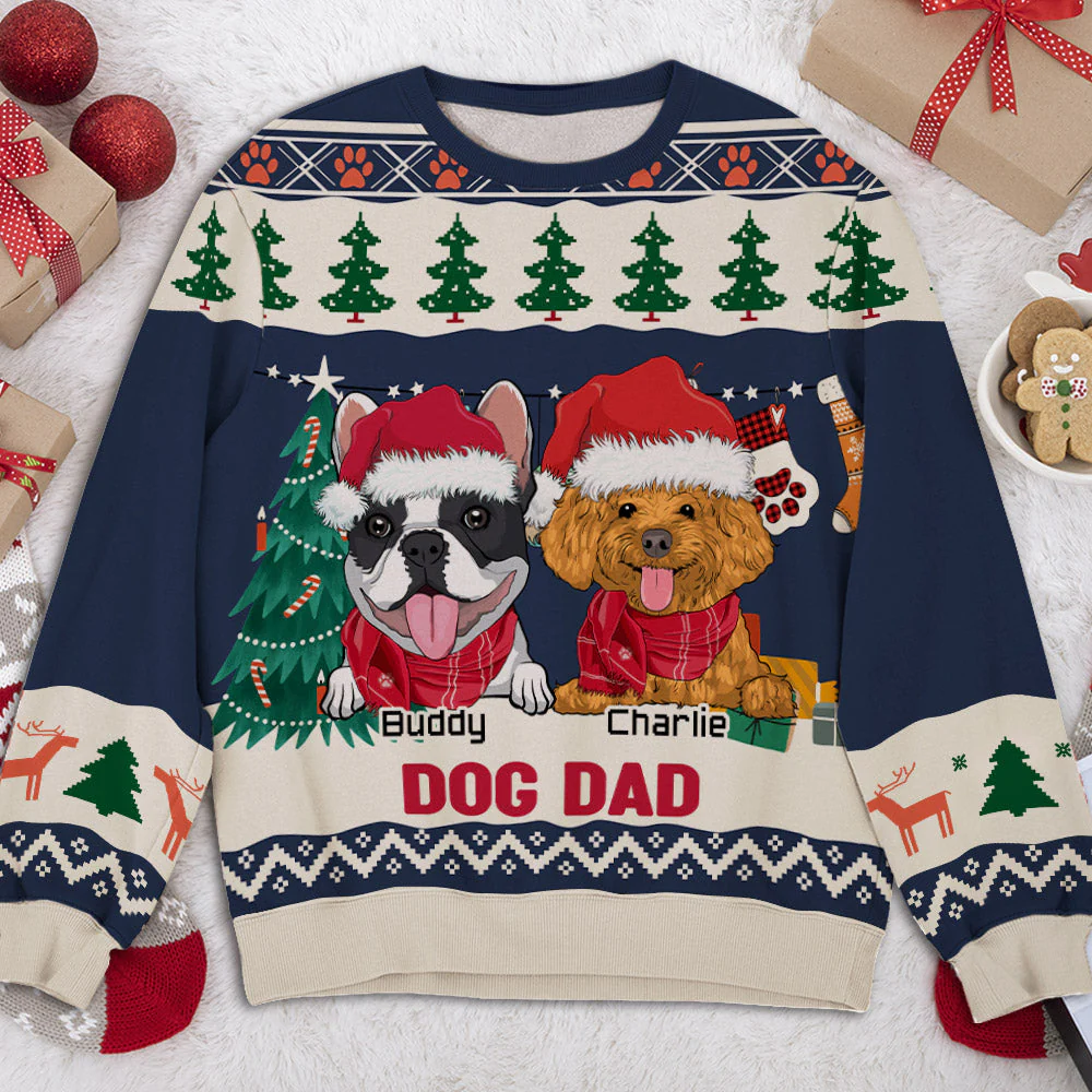 Dad Mom Winter - Personalized Custom All-Over-Print Sweatshirt - Image 2