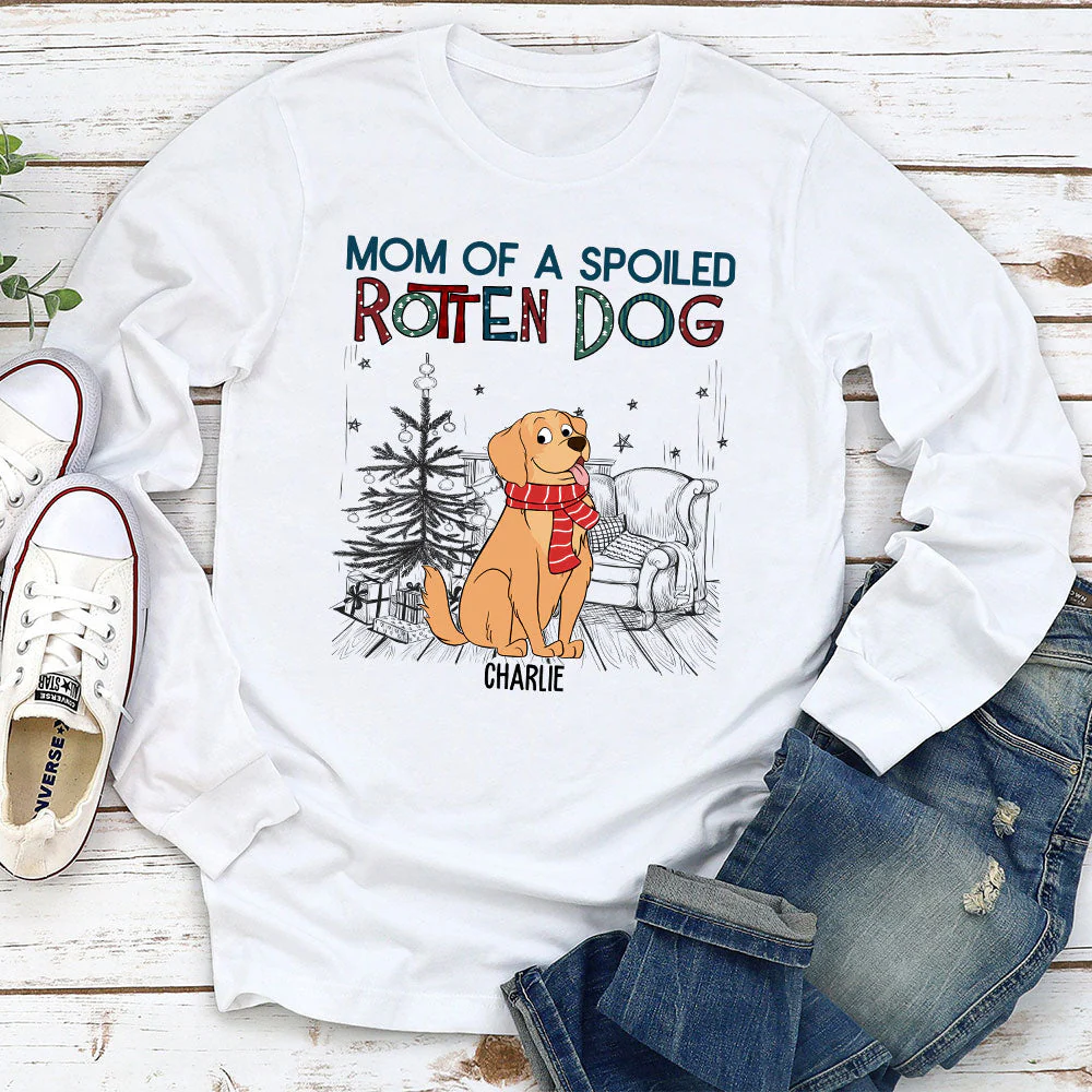 Dad Of A Spoiled Rotten Dog 3 - Personalized Custom Long Sleeve T-shirt - Image 2